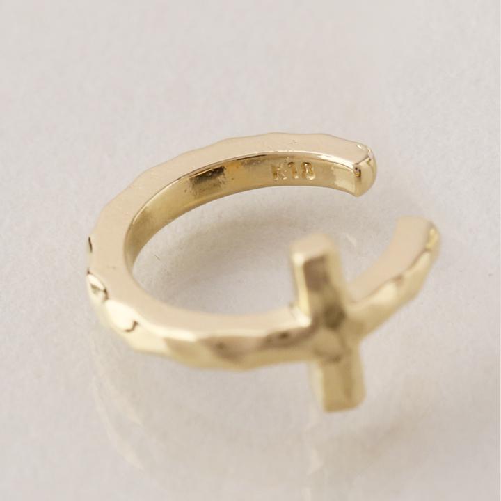 イヤーカフ 18金 イヤカフ k18 18k レディース ノンホール ピアス クロス 十字架 18 金 ノンホールピアス シンプル ゴールド 小さめ つけっぱなし 片耳 | DEVAS | 04