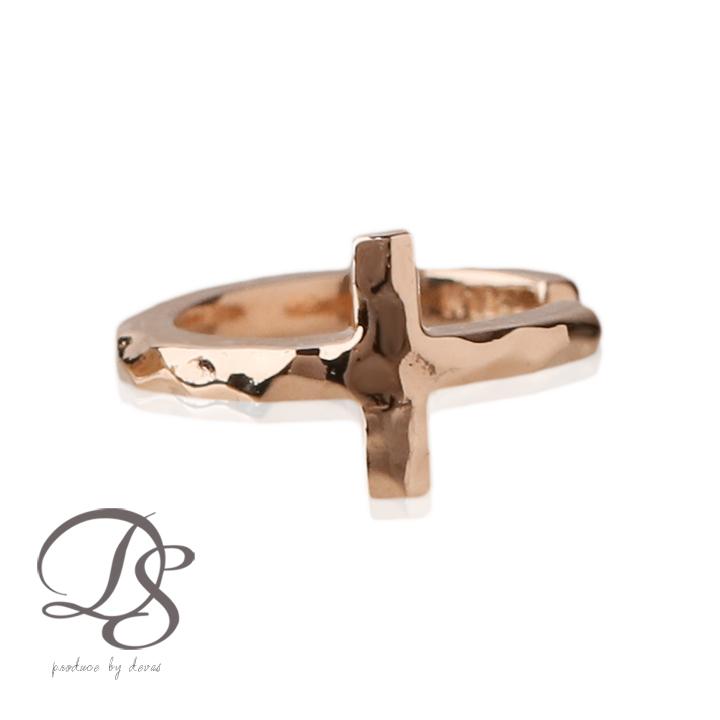 イヤーカフ 18金 イヤカフ k18 18k レディース ピンクゴールド ノンホール ピアス クロス 十字架 18 金 ノンホールピアス シンプル 小さめ つけっぱなし 片耳 | DEVAS