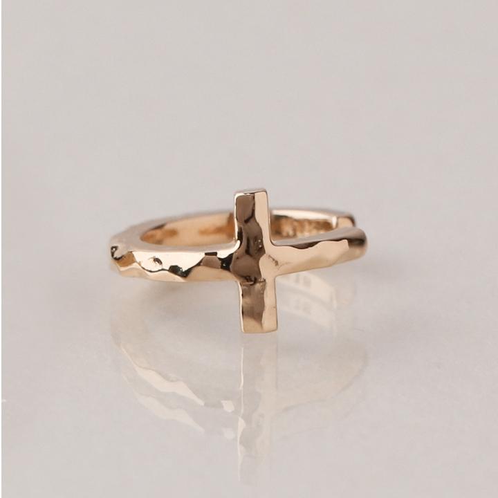 イヤーカフ 18金 イヤカフ k18 18k レディース ピンクゴールド ノンホール ピアス クロス 十字架 18 金 ノンホールピアス シンプル 小さめ つけっぱなし 片耳 | DEVAS | 01