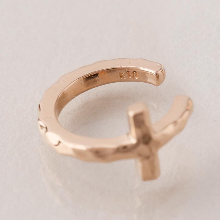 イヤーカフ 18金 イヤカフ k18 18k レディース ピンクゴールド ノンホール ピアス クロス 十字架 18 金 ノンホールピアス シンプル 小さめ つけっぱなし 片耳 | DEVAS | 04