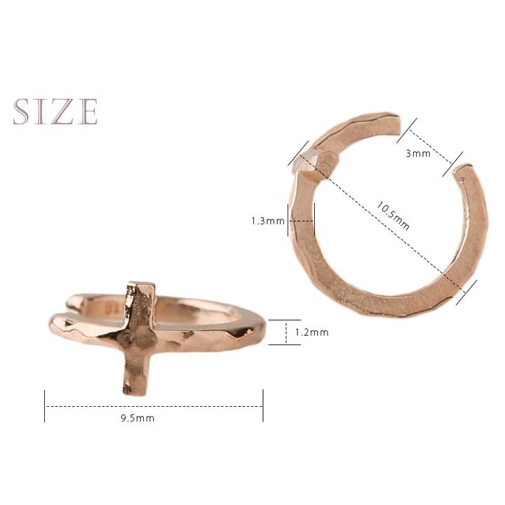 イヤーカフ 18金 イヤカフ k18 18k レディース ピンクゴールド ノンホール ピアス クロス 十字架 18 金 ノンホールピアス シンプル 小さめ つけっぱなし 片耳 | DEVAS | 05