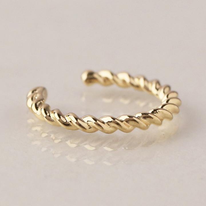 イヤーカフ 18金 イヤカフ k18 18k レディース ノンホール ピアス ツイスト ひねり 18 金 ノンホールピアス シンプル ゴールド 小さめ つけっぱなし 片耳 | DEVAS | 01