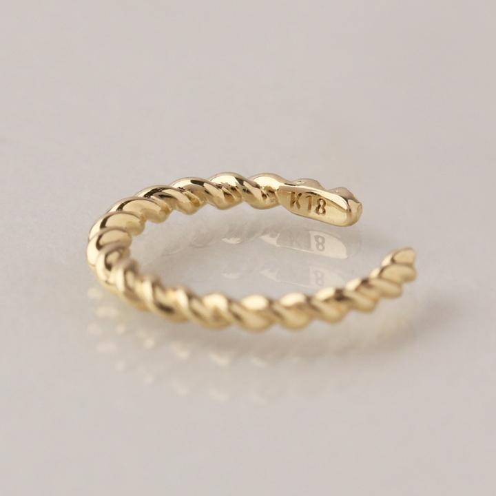 イヤーカフ 18金 イヤカフ k18 18k レディース ノンホール ピアス ツイスト ひねり 18 金 ノンホールピアス シンプル ゴールド 小さめ つけっぱなし 片耳 | DEVAS | 04