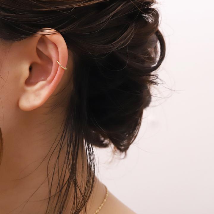 イヤーカフ 18金 イヤカフ k18 18k レディース ノンホール ピアス ツイスト ひねり 18 金 ノンホールピアス シンプル ゴールド 小さめ つけっぱなし 片耳 | DEVAS | 07