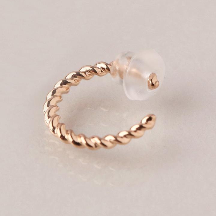 イヤーカフ 18金 イヤカフ k18 18k レディース ピンクゴールド ノンホール ピアス ツイスト ひねり 18 金 ノンホールピアス シンプル 小さめ つけっぱなし 片耳 | DEVAS | 03