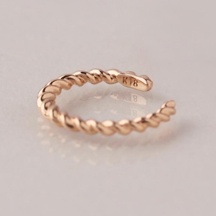 イヤーカフ 18金 イヤカフ k18 18k レディース ピンクゴールド ノンホール ピアス ツイスト ひねり 18 金 ノンホールピアス シンプル 小さめ つけっぱなし 片耳 | DEVAS | 04