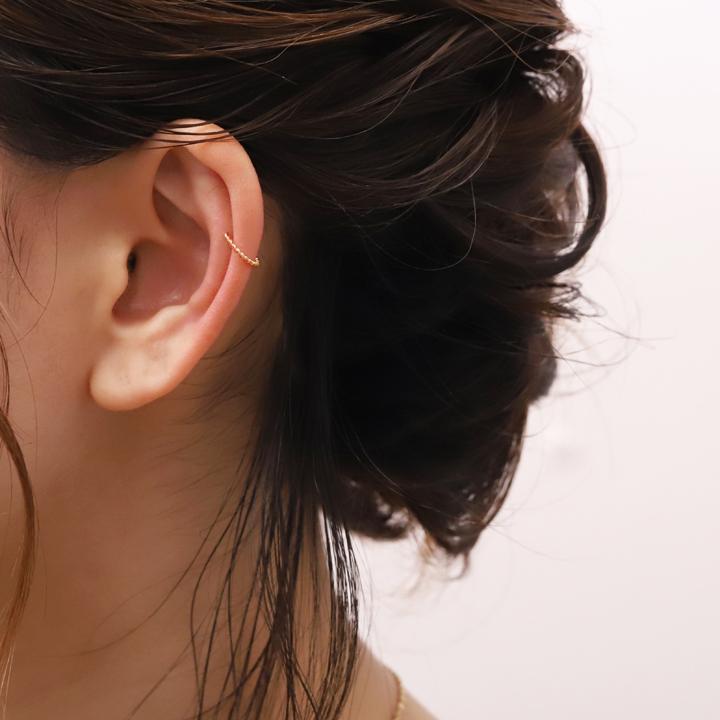 イヤーカフ 18金 イヤカフ k18 18k レディース ピンクゴールド ノンホール ピアス ツイスト ひねり 18 金 ノンホールピアス シンプル 小さめ つけっぱなし 片耳 | DEVAS | 07