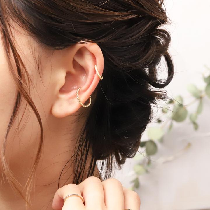 【土日限定1500円OFFクーポン有】 イヤーカフ 18金 イヤカフ k18 18k レディース ノンホール ピアス スターダスト ノンホールピアス つけっぱなし 片耳 | DEVAS | 10