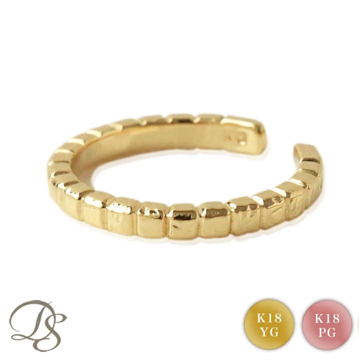 【土日限定2000円OFFクーポン有】 イヤーカフ 18金 イヤカフ k18 18k レディース ノンホール ピアス ブロック ノンホールピアス 指輪 リング 片耳 | DEVAS