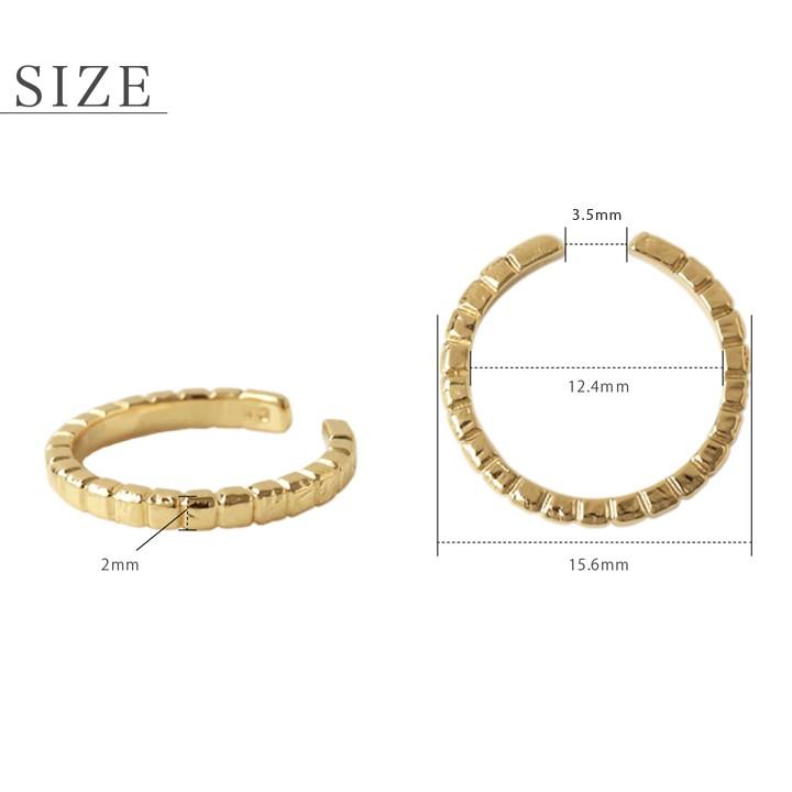 【土日限定2000円OFFクーポン有】 イヤーカフ 18金 イヤカフ k18 18k レディース ノンホール ピアス ブロック ノンホールピアス 指輪 リング 片耳 | DEVAS | 03