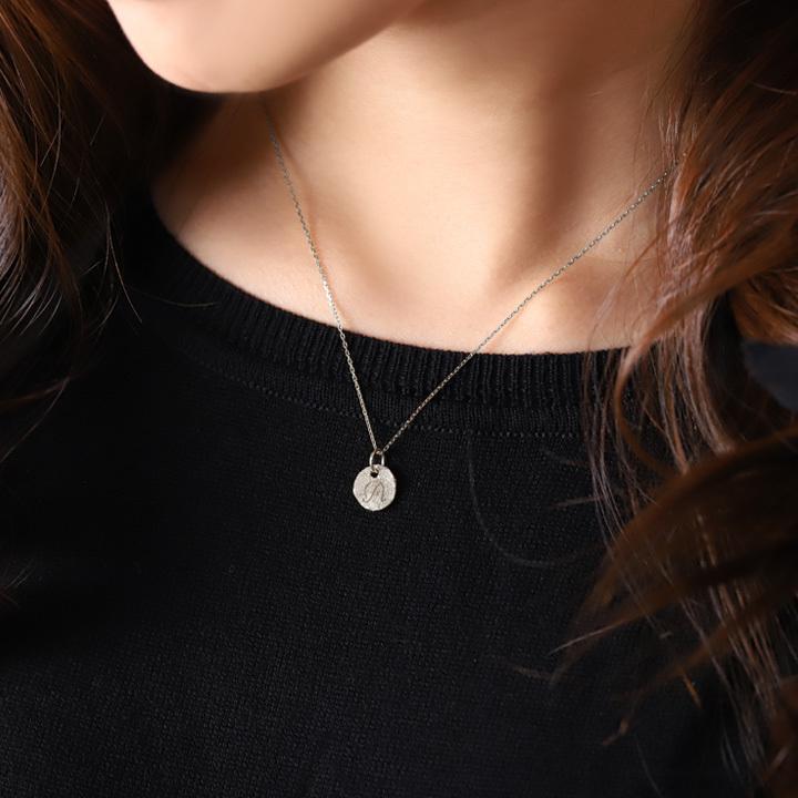 【土日限定3000円OFFクーポン有】 18金ネックレス k18 ネックレス 18金 ホワイトゴールド レディース コイン イニシャル アルファベット 18k 小豆 | DEVAS | 09