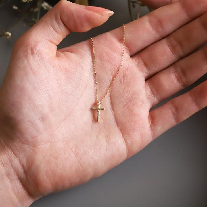 【土日限定3500円OFFクーポン有】 18金ネックレス k18 ネックレス 18金 レディース クロス クロスネックレス ダイヤモンド 18k あずきチェーン 小豆 | DEVAS | 10