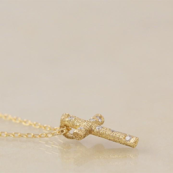 【土日限定3500円OFFクーポン有】 18金ネックレス k18 ネックレス 18金 レディース クロス クロスネックレス ダイヤモンド 18k あずきチェーン 小豆 | DEVAS | 02