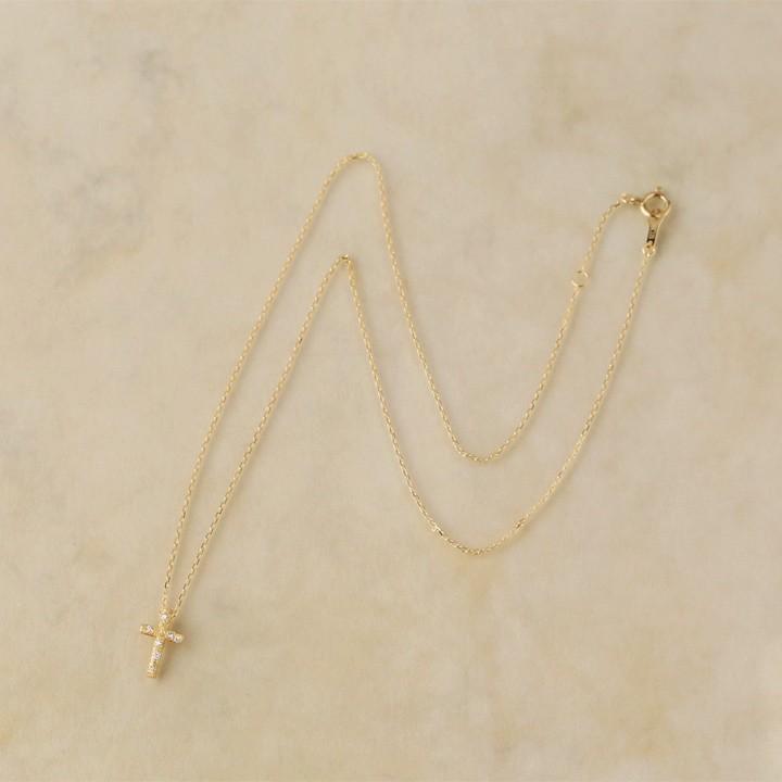 【土日限定3500円OFFクーポン有】 18金ネックレス k18 ネックレス 18金 レディース クロス クロスネックレス ダイヤモンド 18k あずきチェーン 小豆 | DEVAS | 05