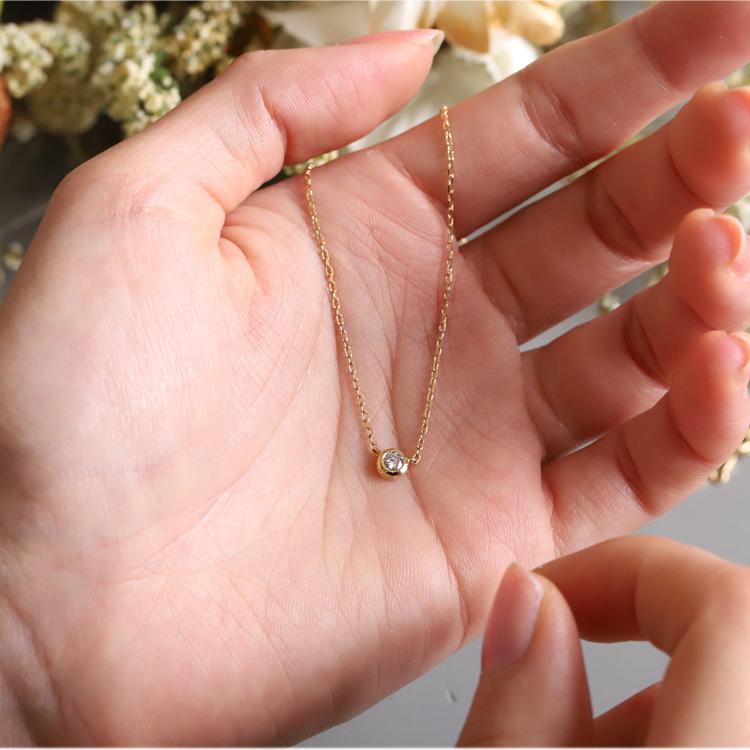 【土日限定5000円OFFクーポン有】 18金ネックレス k18 ネックレス 18金 レディース 一粒ダイヤ ダイヤモンド k18ネックレス 18k あずきチェーン 小豆 | DEVAS | 09