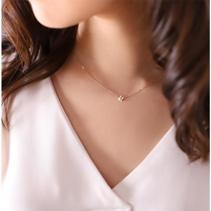 【土日限定2000円OFFクーポン有】 18金ネックレス k18 ネックレス 18金 フラワー 花 花びら プルメリア ダイヤモンド ルビー 18k あずきチェーン 小豆 | DEVAS | 09