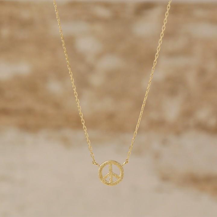 【土日限定2000円OFFクーポン有】 18金ネックレス k18 ネックレス 18金 レディース ピースマーク 平和 お守り 18k あずきチェーン 小豆 k18ネックレス | DEVAS | 01