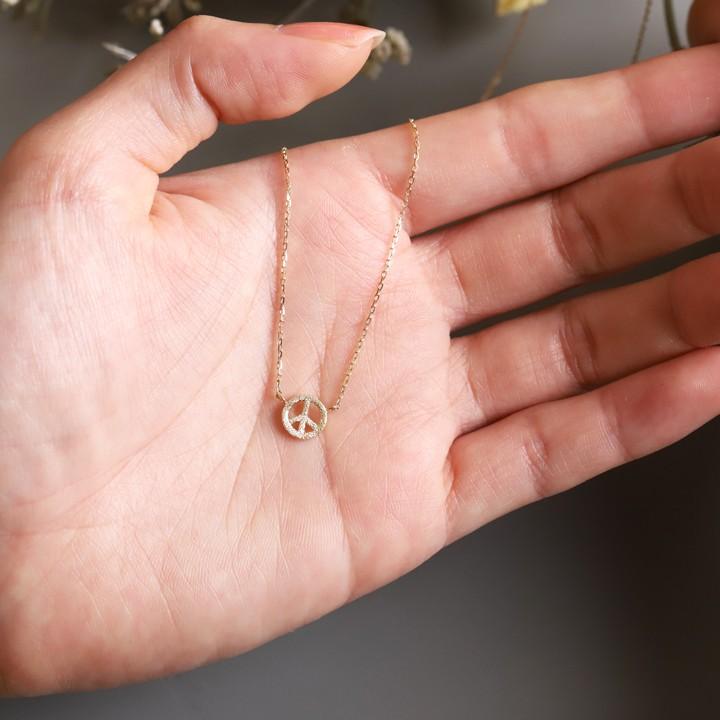 【土日限定2000円OFFクーポン有】 18金ネックレス k18 ネックレス 18金 レディース ピースマーク 平和 お守り 18k あずきチェーン 小豆 k18ネックレス | DEVAS | 08