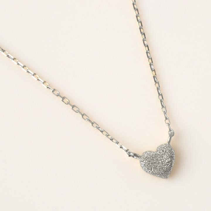 プラチナ ネックレス レディース プラチナネックレス ぷっくり ハート 立体的 スターダスト Pt950 Pt850 シンプル 華奢 細い 38cm 39cm 40cm 45cm センチ | DEVAS | 02