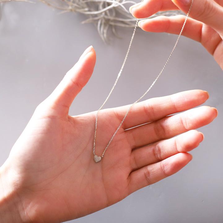 プラチナ ネックレス レディース プラチナネックレス ぷっくり ハート 立体的 スターダスト Pt950 Pt850 シンプル 華奢 細い 38cm 39cm 40cm 45cm センチ | DEVAS | 06