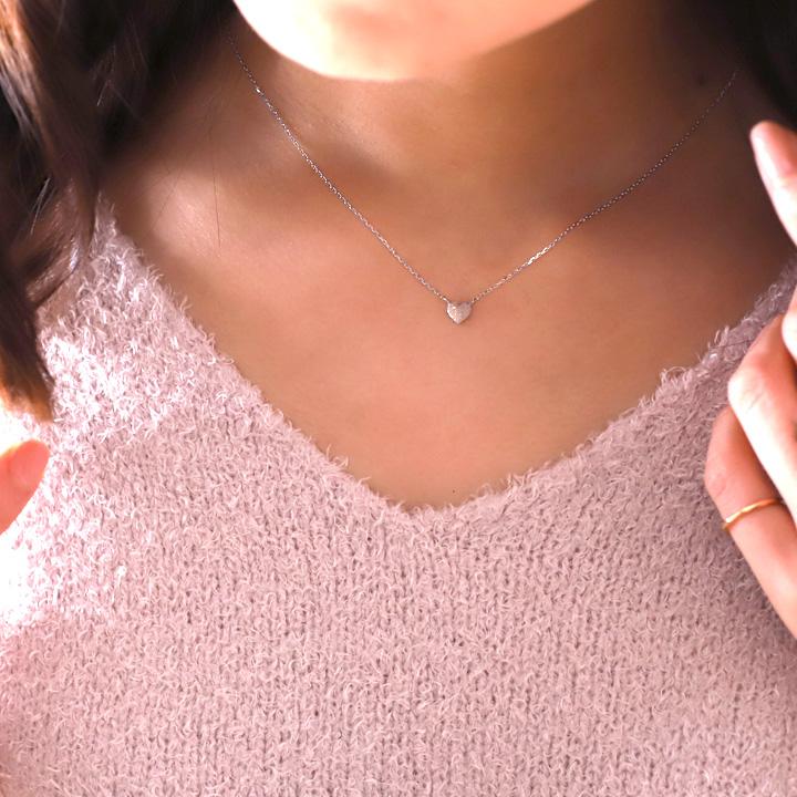 プラチナ ネックレス レディース プラチナネックレス ぷっくり ハート 立体的 スターダスト Pt950 Pt850 シンプル 華奢 細い 38cm 39cm 40cm 45cm センチ | DEVAS | 07