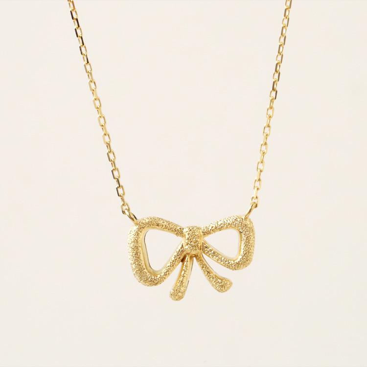 【土日限定5000円OFFクーポン有】 18金ネックレス k18 ネックレス 18金 りぼん リボン スターダスト 18k シンプル あずきチェーン 小豆 k18ネックレス | DEVAS | 02
