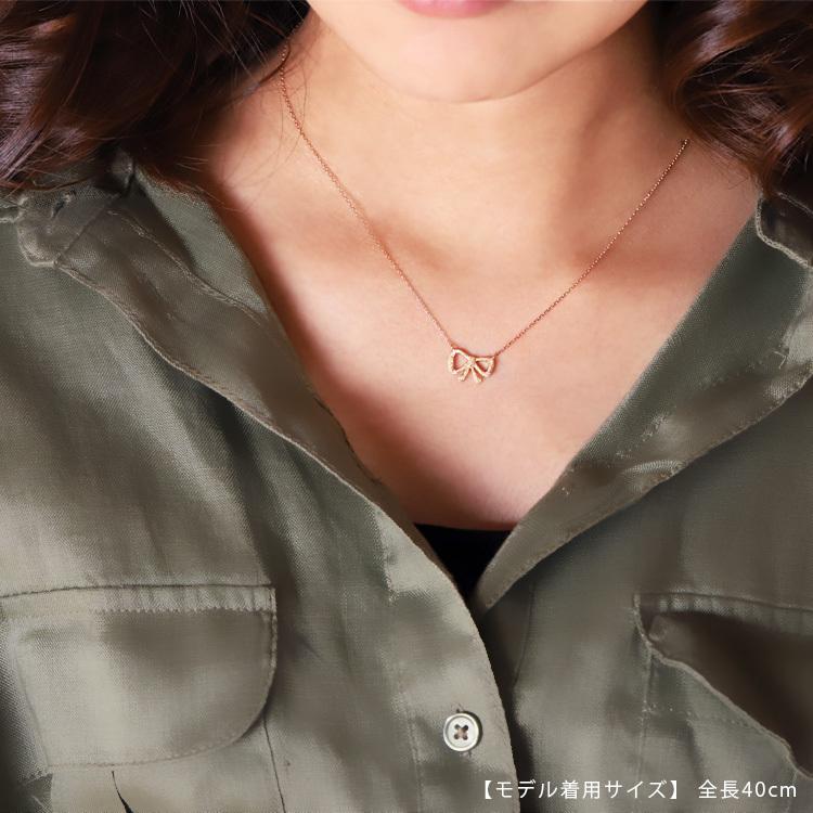 【土日限定5000円OFFクーポン有】 18金ネックレス k18 ネックレス 18金 ピンクゴールド レディース りぼん リボン スターダスト 18k 小豆 | DEVAS | 03