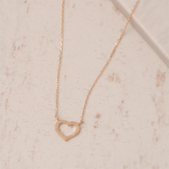 【土日限定2000円OFFクーポン有】 18金ネックレス k18 ネックレス 18金 ピンクゴールド レディース ハート オープンハート スターダスト 18k 小豆 | DEVAS | 05