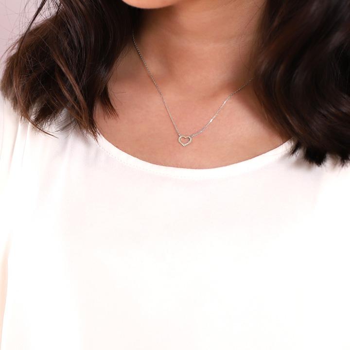 プラチナ ネックレス レディース プラチナネックレス オープンハート ハート スターダスト Pt950 Pt850 シンプル 華奢 ネックレスレディース あずきチェーン | DEVAS | 02