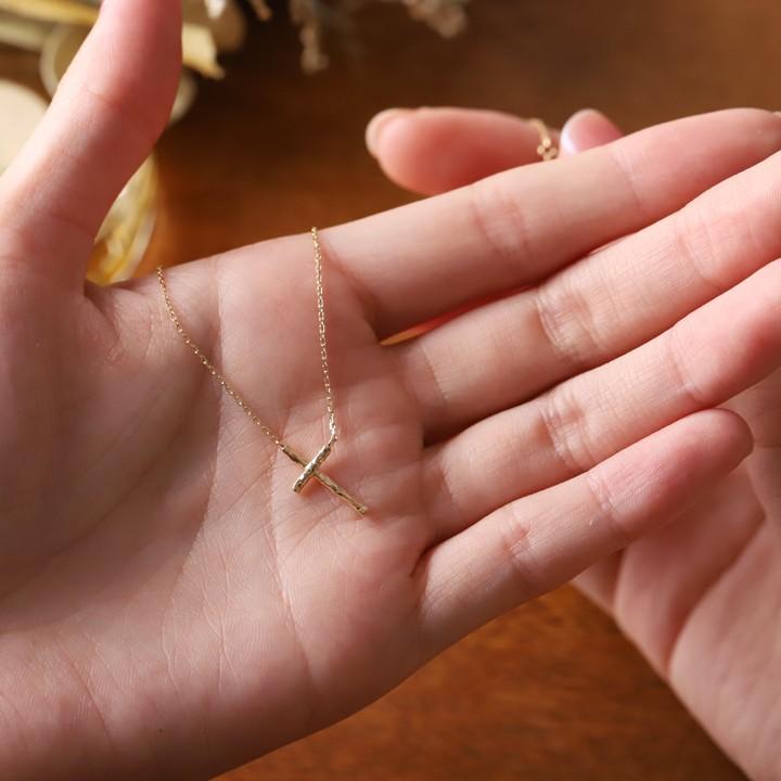 【土日限定2000円OFFクーポン有】 18金ネックレス k18 ネックレス 18金 レディース クロス 十字架 クロスネックレス 18k シンプル あずきチェーン 小豆 | DEVAS | 08