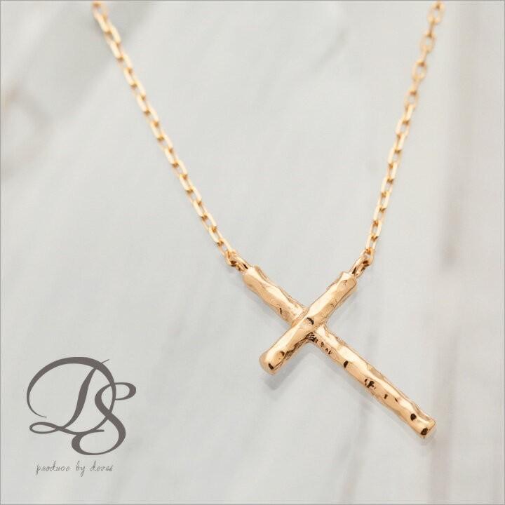 【土日限定2000円OFFクーポン有】 18金ネックレス k18 ネックレス 18金 ピンクゴールド レディース クロス クロスネックレス 18k あずきチェーン 小豆 | DEVAS