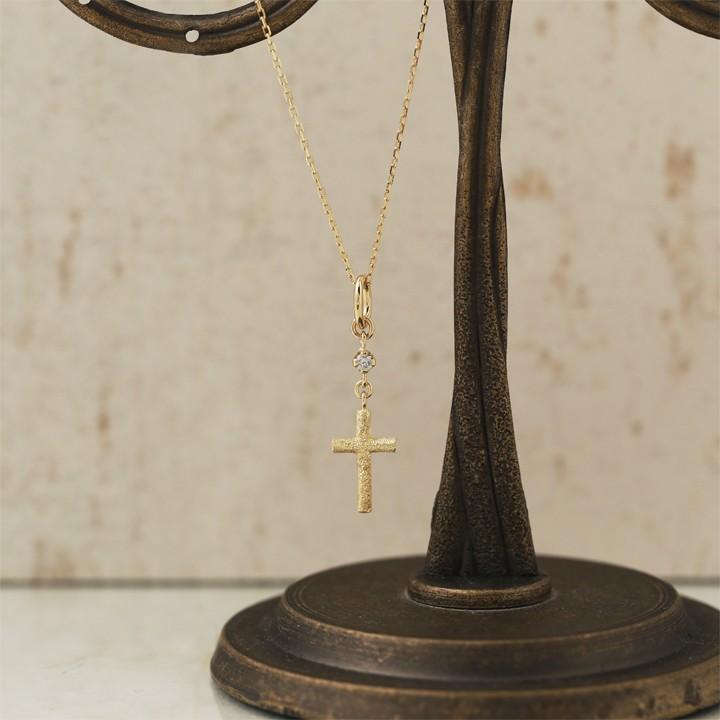【土日限定3500円OFFクーポン有】 18金ネックレス k18 ネックレス 18金 レディース クロス クロスネックレス ダイヤモンド 18k あずきチェーン 小豆 | DEVAS | 01