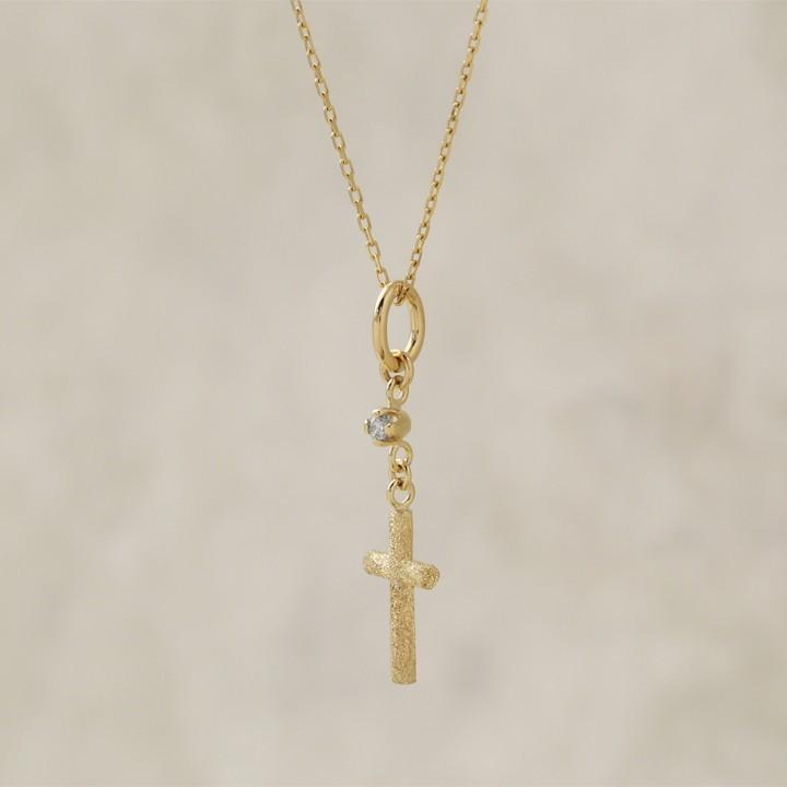 【土日限定3500円OFFクーポン有】 18金ネックレス k18 ネックレス 18金 レディース クロス クロスネックレス ダイヤモンド 18k あずきチェーン 小豆 | DEVAS | 04