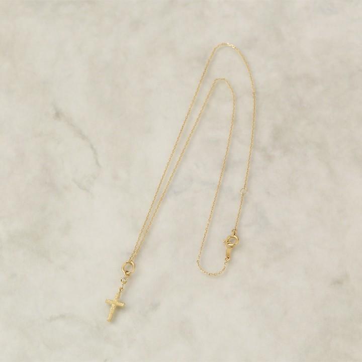 【土日限定3500円OFFクーポン有】 18金ネックレス k18 ネックレス 18金 レディース クロス クロスネックレス ダイヤモンド 18k あずきチェーン 小豆 | DEVAS | 05