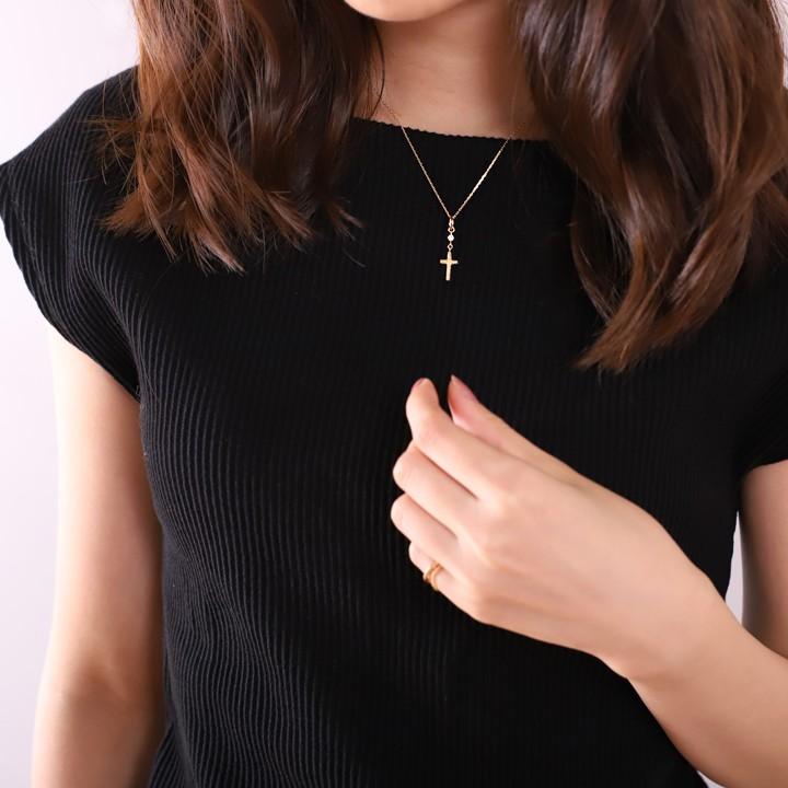 【土日限定3500円OFFクーポン有】 18金ネックレス k18 ネックレス 18金 レディース クロス クロスネックレス ダイヤモンド 18k あずきチェーン 小豆 | DEVAS | 06