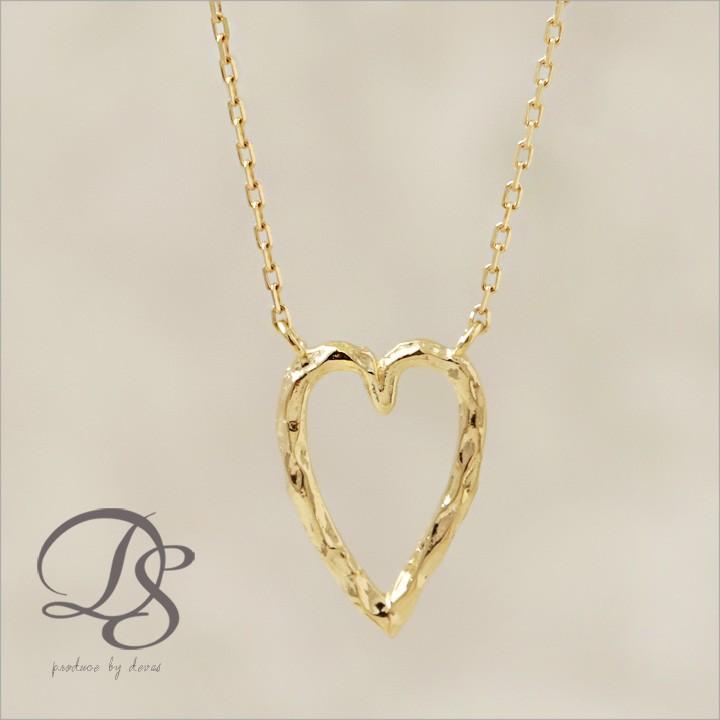 【土日限定3500円OFFクーポン有】 18金ネックレス k18 ネックレス 18金 レディース ハート オープンハート 縦長 ロングネックレス 18k 小豆 | DEVAS