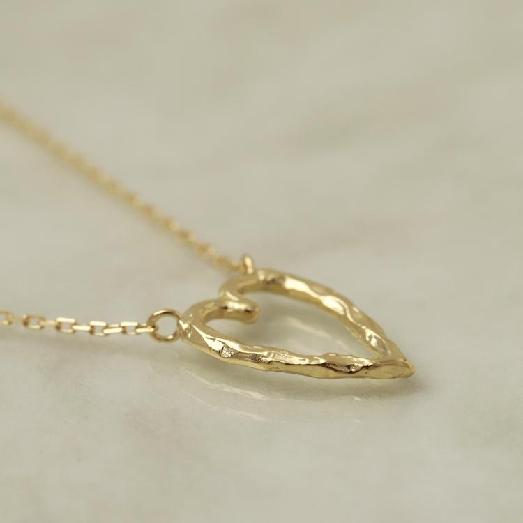 【土日限定3500円OFFクーポン有】 18金ネックレス k18 ネックレス 18金 レディース ハート オープンハート 縦長 ロングネックレス 18k 小豆 | DEVAS | 03