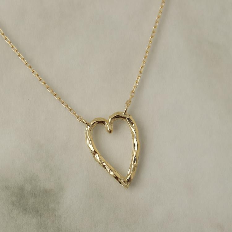 【土日限定3500円OFFクーポン有】 18金ネックレス k18 ネックレス 18金 レディース ハート オープンハート 縦長 ロングネックレス 18k 小豆 | DEVAS | 04