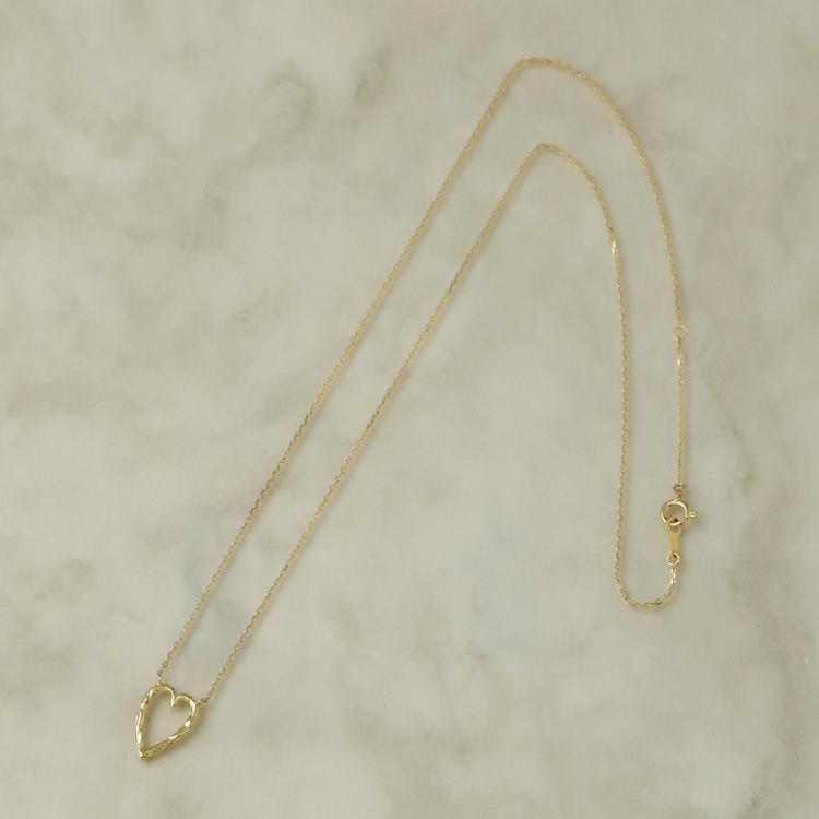 【土日限定3500円OFFクーポン有】 18金ネックレス k18 ネックレス 18金 レディース ハート オープンハート 縦長 ロングネックレス 18k 小豆 | DEVAS | 05