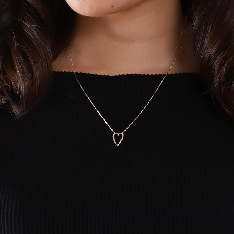 【土日限定3500円OFFクーポン有】 18金ネックレス k18 ネックレス 18金 レディース ハート オープンハート 縦長 ロングネックレス 18k 小豆 | DEVAS | 08