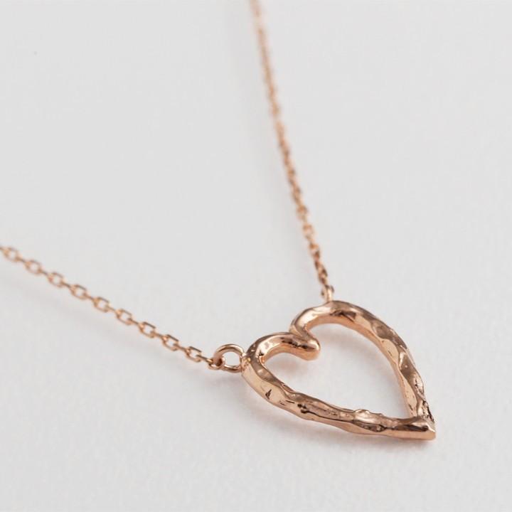 【土日限定3500円OFFクーポン有】 18金ネックレス k18 ネックレス 18金 ピンクゴールド レディース ハート オープンハート 縦長 18k 小豆 | DEVAS | 02