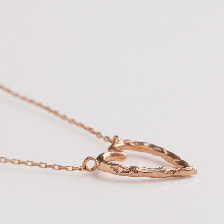 【土日限定3500円OFFクーポン有】 18金ネックレス k18 ネックレス 18金 ピンクゴールド レディース ハート オープンハート 縦長 18k 小豆 | DEVAS | 03