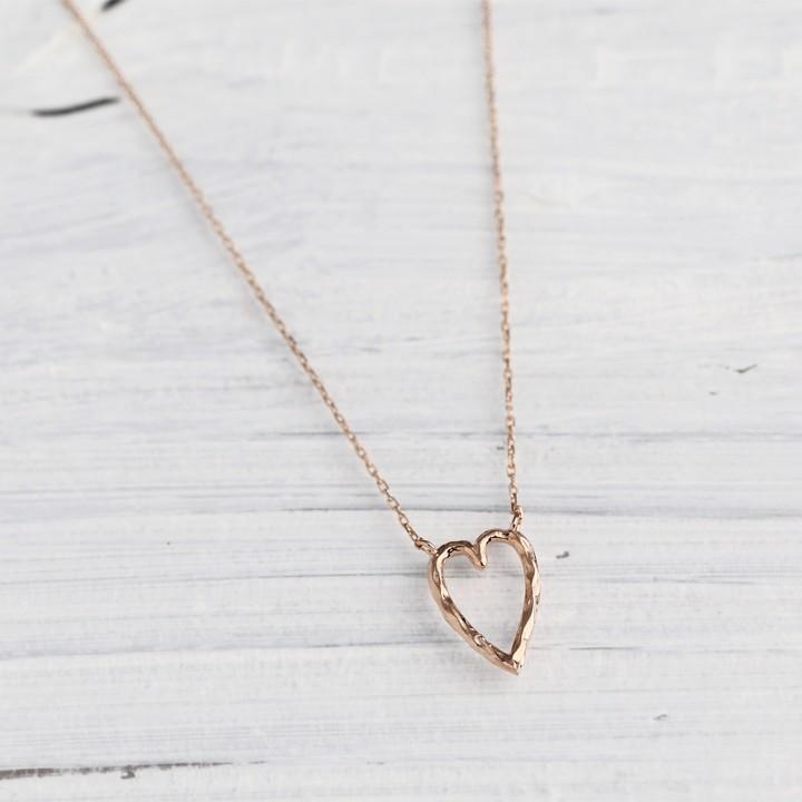 【土日限定3500円OFFクーポン有】 18金ネックレス k18 ネックレス 18金 ピンクゴールド レディース ハート オープンハート 縦長 18k 小豆 | DEVAS | 05