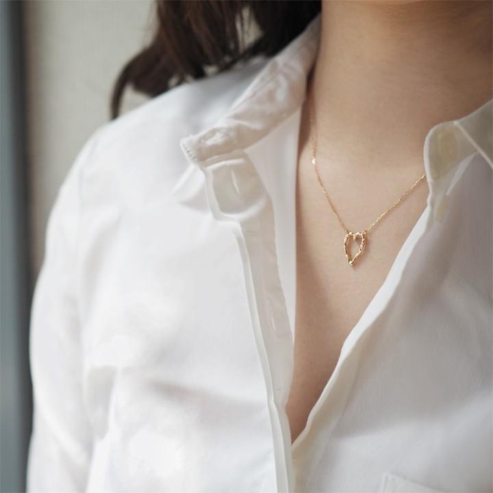 【土日限定3500円OFFクーポン有】 18金ネックレス k18 ネックレス 18金 ピンクゴールド レディース ハート オープンハート 縦長 18k 小豆 | DEVAS | 06