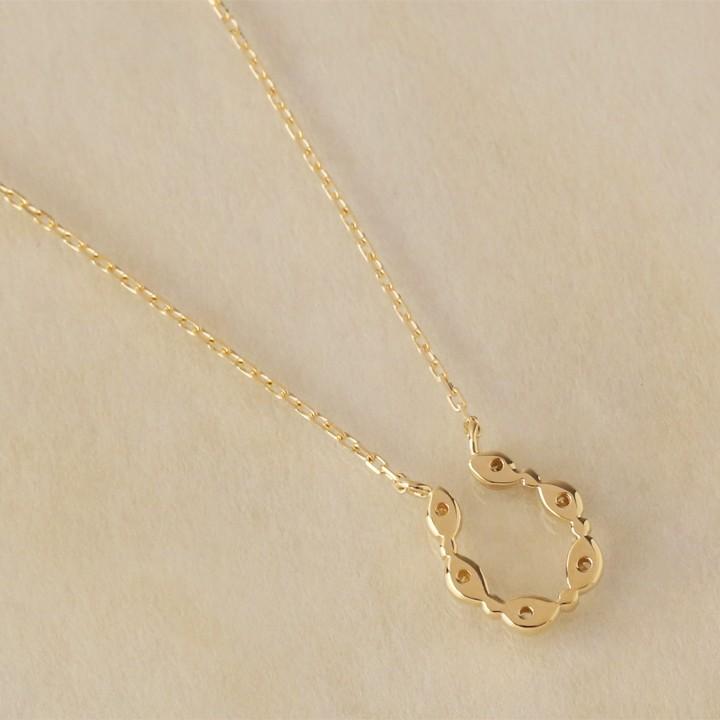 【土日限定5000円OFFクーポン有】 18金ネックレス k18 ネックレス 18金 レディース 馬蹄 ホースシュー お守り ダイヤモンド 18k あずきチェーン 小豆 | DEVAS | 04