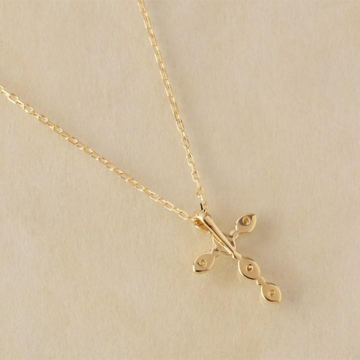 【土日限定3500円OFFクーポン有】 18金ネックレス k18 ネックレス 18金 レディース クロス クロスネックレス ダイヤモンド 18k あずきチェーン 小豆 | DEVAS | 04