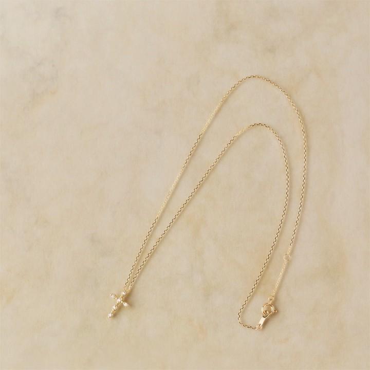 【土日限定3500円OFFクーポン有】 18金ネックレス k18 ネックレス 18金 レディース クロス クロスネックレス ダイヤモンド 18k あずきチェーン 小豆 | DEVAS | 05