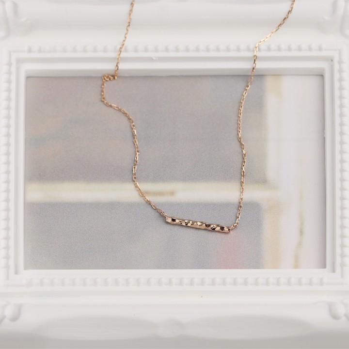 【土日限定2000円OFFクーポン有】 18金ネックレス k18 ネックレス 18金 ピンクゴールド レディース バー ストレート 18k シンプル あずきチェーン 小豆 | DEVAS | 01