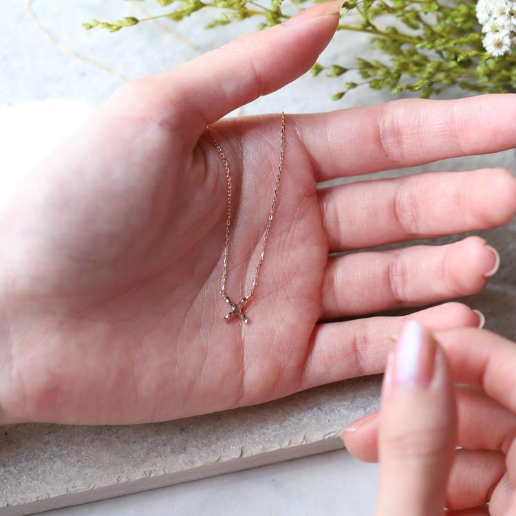 【土日限定2000円OFFクーポン有】 18金ネックレス k18 ネックレス 18金 ピンクゴールド レディース クロス クロスネックレス 18k あずきチェーン 小豆 | DEVAS | 07