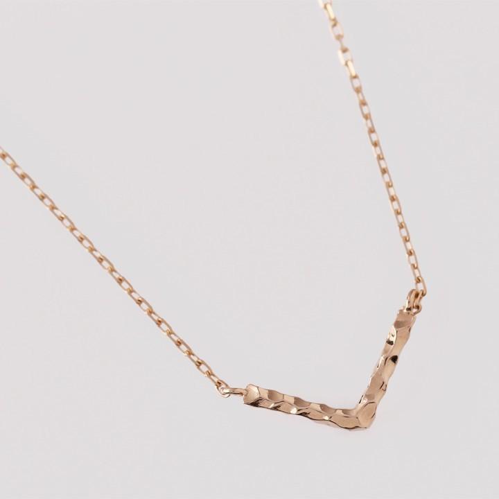【土日限定3500円OFFクーポン有】 18金ネックレス k18 ネックレス 18金 ピンクゴールド レディース V V字 Vバー バー 18k シンプル あずきチェーン 小豆 | DEVAS | 03